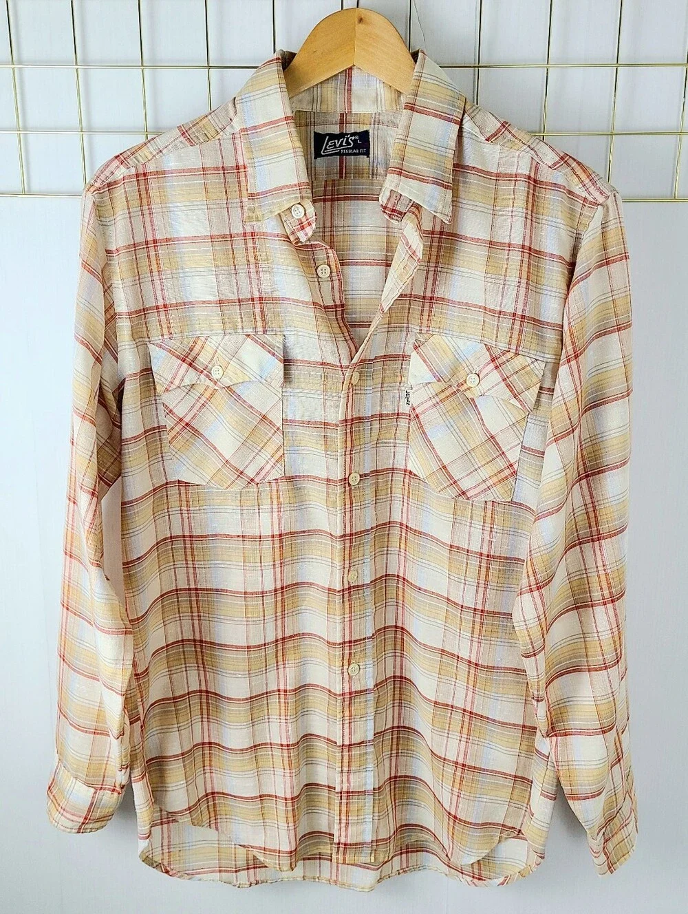 Levi's White Tab 70s Vintage Plaid Western Pearl Snap Shirt